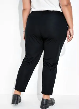 Marguerite - Calça Preta e Zebra com Sobreposição Plus Size - MARGUERITE