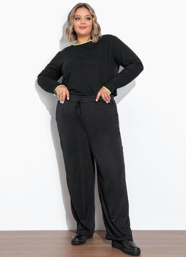 Marguerite - Calça Preto com Bolsos Funcionais Plus Size 3