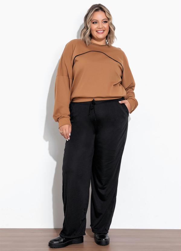 Marguerite - Calça Preto com Bolsos Funcionais Plus Size 1