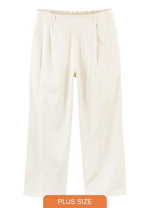 Outlet - Calça Reta Alfaiataria Adulto Plus Size Branco - OUTLET