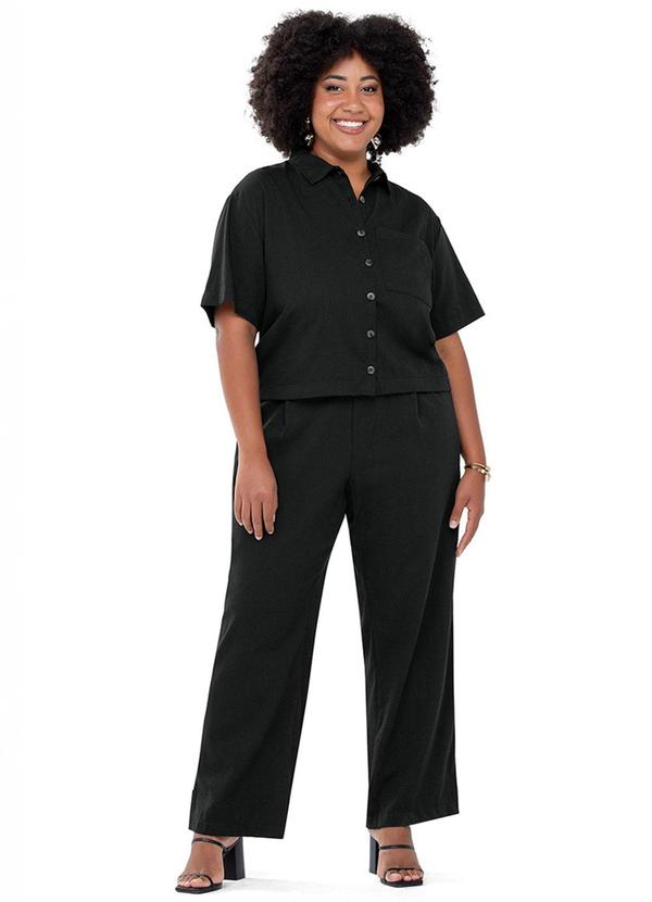 Rezzato - Calça Reta Alfaiataria Adulto Plus Size Preto 2