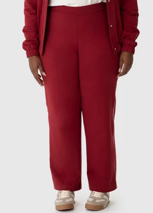 Malwee - Calça Reta em Moletom Plus Vermelho - MALWEE