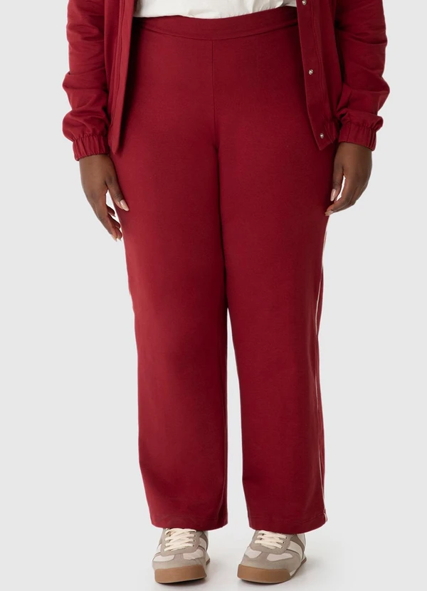 Malwee - Calça Reta em Moletom Plus Vermelho