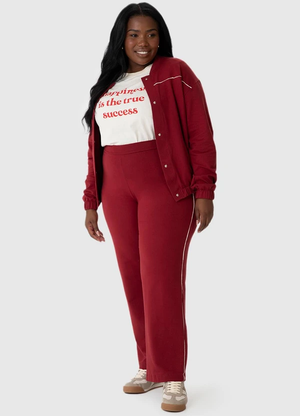 Malwee - Calça Reta em Moletom Plus Vermelho 3