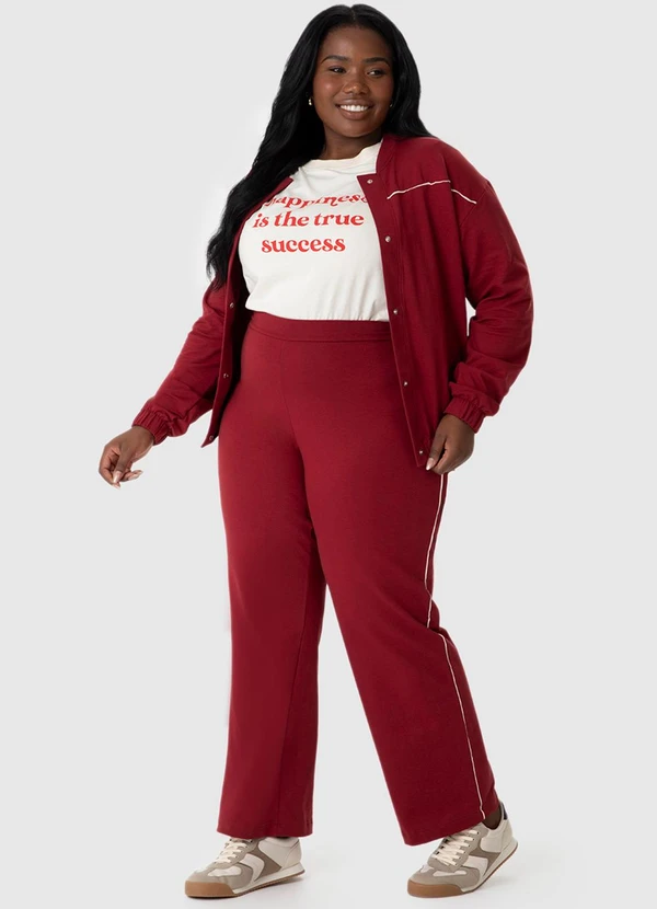 Malwee - Calça Reta em Moletom Plus Vermelho 2