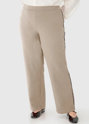 Malwee - Calça Reta Feminina em Moletom Plus Bege - MALWEE