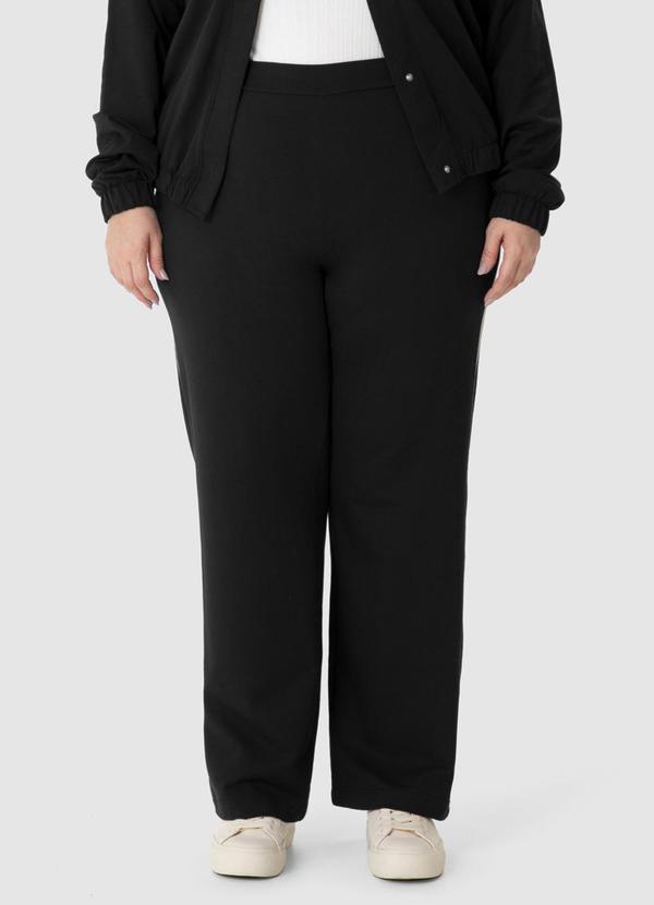 Malwee - Calça Reta Feminina em Moletom Plus Preto