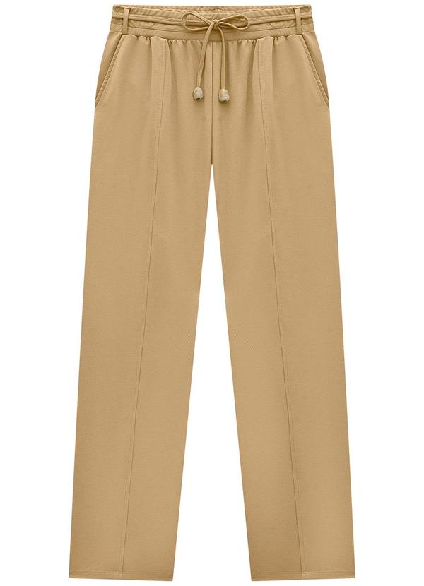 Lunender Mais Mulher - Calça Reta Plus Size em Moletom com Cinto Bege 6