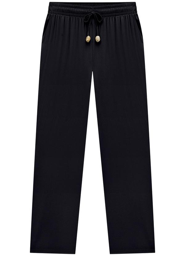 Lunender Mais Mulher - Calça Reta Plus Size em Viscose com Bolso Preto