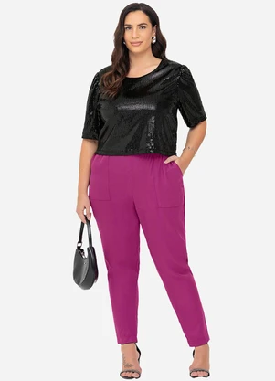 Secret Glam - Calça Tecido Favo Plus Size Roxo - SECRET GLAM
