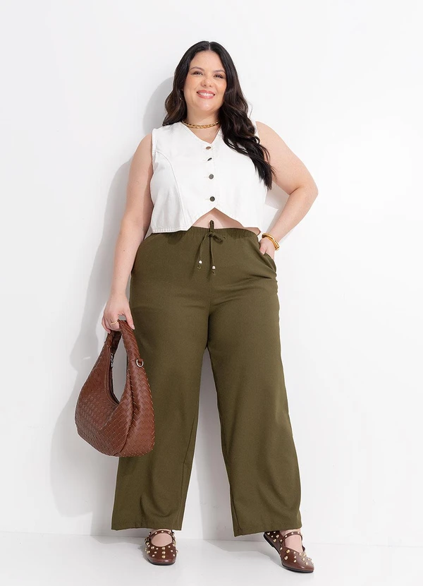 Marguerite - Calça Verde Tecido com Linho 3