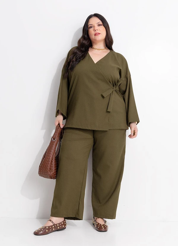 Marguerite - Calça Verde Tecido com Linho 5