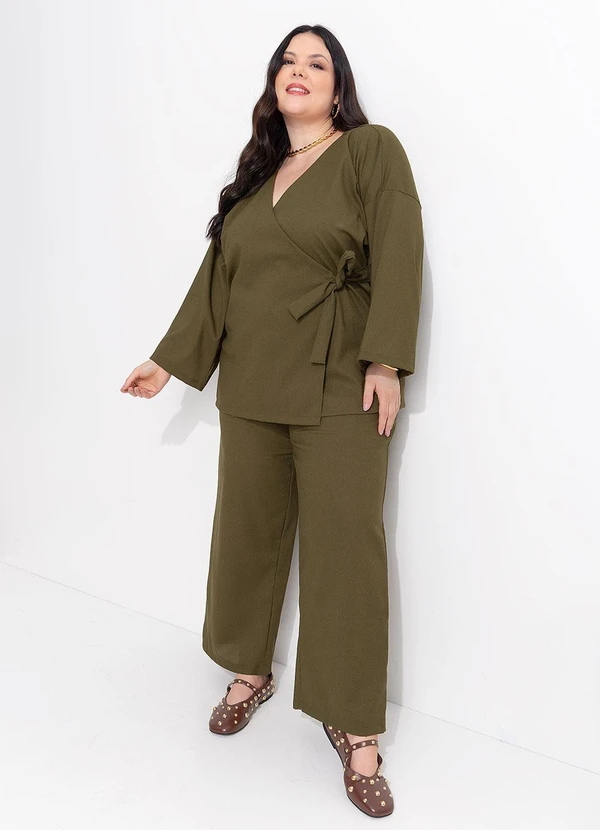 Marguerite - Calça Verde Tecido com Linho 8