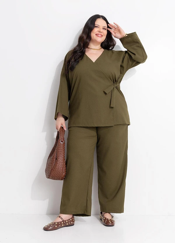 Marguerite - Calça Verde Tecido com Linho 9