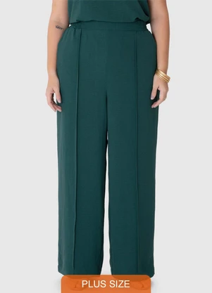 Malwee - Calça Wide Leg em Airflow Plus Verde Petróleo - MALWEE