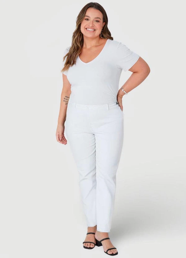 Malwee - Calça Branca Skinny em Sarja Flex Plus 5