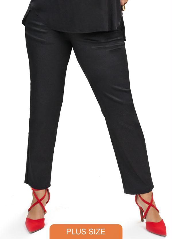 Secret Glam - Calca Skinny Glow Sarja Resinada Elast Preto