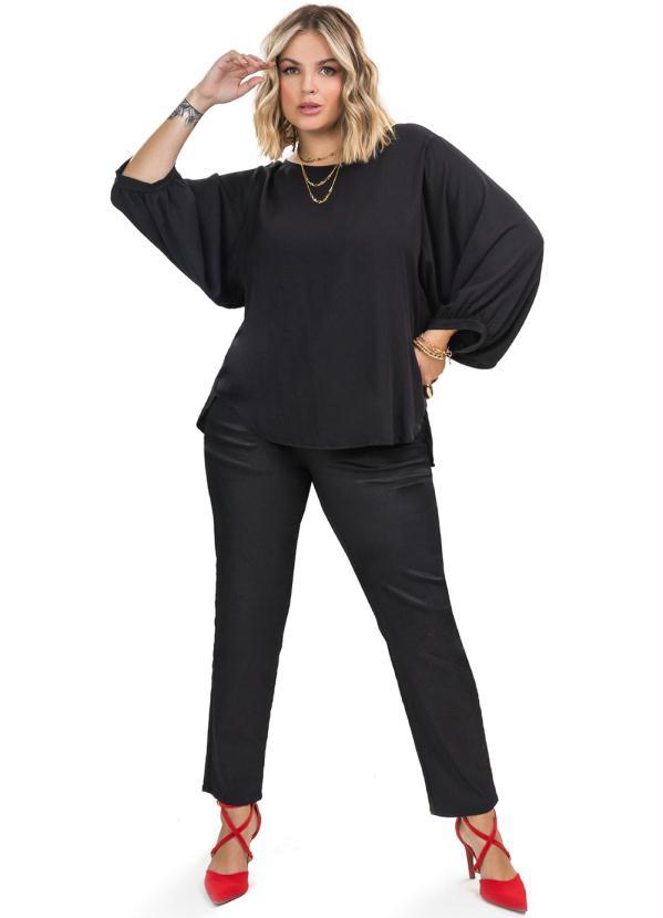 Secret Glam - Calca Skinny Glow Sarja Resinada Elast Preto 3