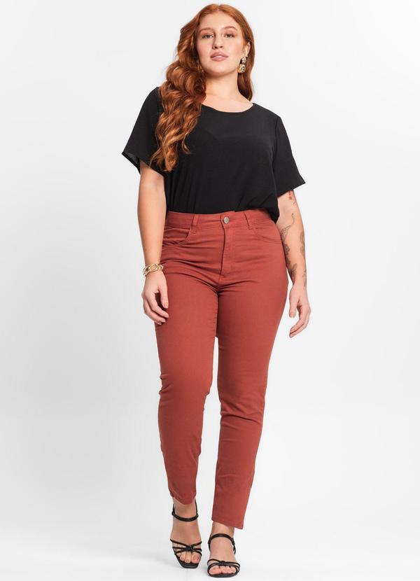 Secret Glam - Calca Skinny Sarja com Elastano Marrom 3