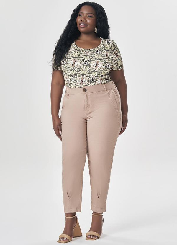 Lisamour - Calça Alfaiatada com Fenda Frontal Bege 2