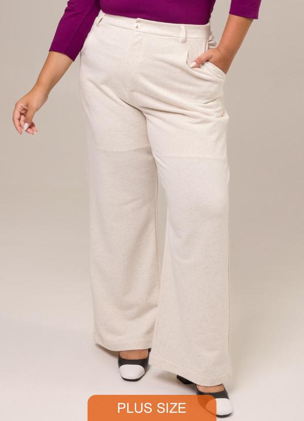 Cess - Calça Alfaiataria em Moletinho com Linho Branco