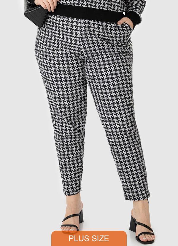 Malwee - Calça Alfaiataria Pied de Poule Plus Preto