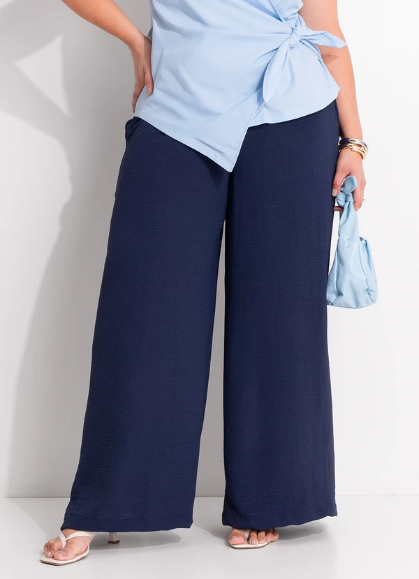 Marguerite - Calça Azul Marinho em Crepe Plano 11