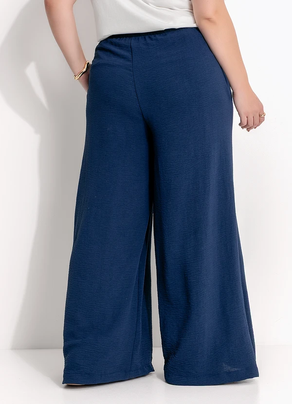 Marguerite - Calça Azul Marinho em Crepe Plano 2