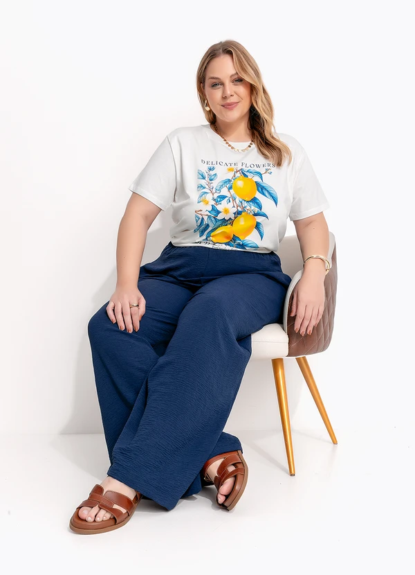 Marguerite - Calça Azul Marinho em Crepe Plano 3