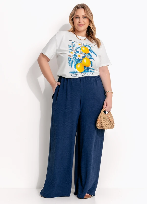 Marguerite - Calça Azul Marinho em Crepe Plano 5