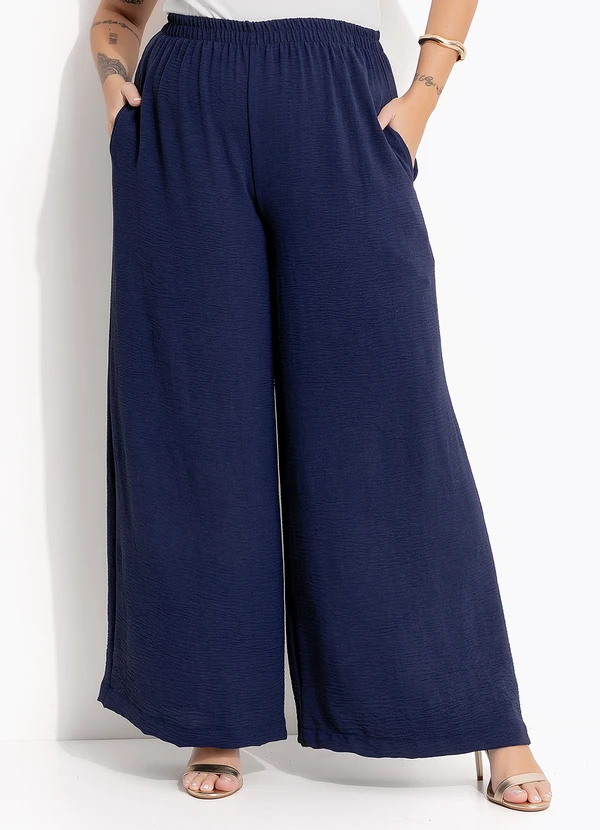 Marguerite - Calça Azul Marinho em Crepe Plano 6