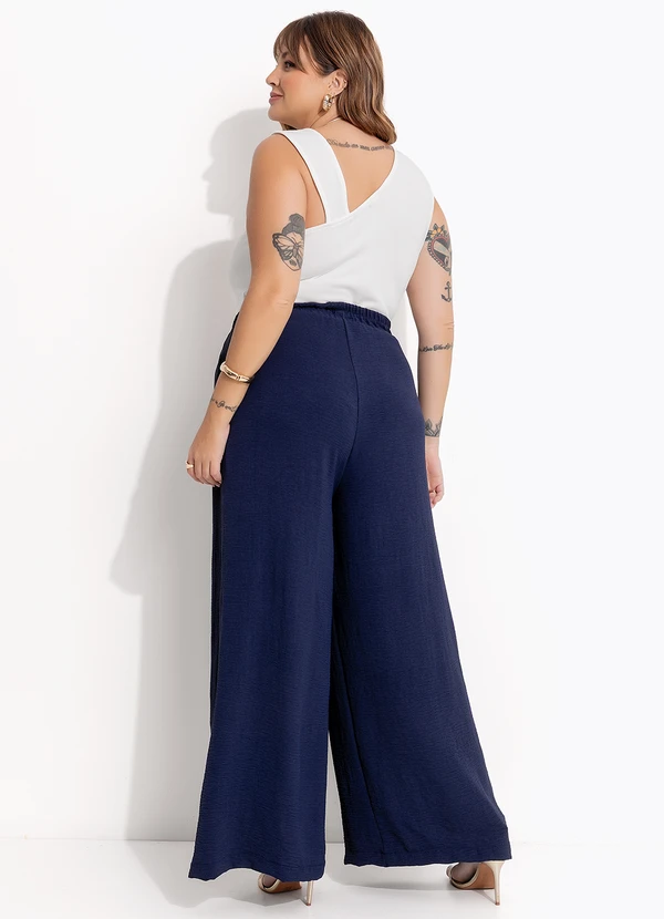 Marguerite - Calça Azul Marinho em Crepe Plano 8