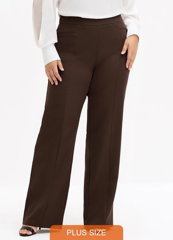Principessa - Calça de Alfaiataria Plus Size Cibele Marrom
