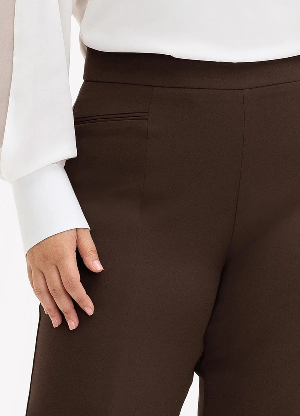 Principessa - Calça Wide Leg de Alfaiataria Plus Size Marrom Cibele 6