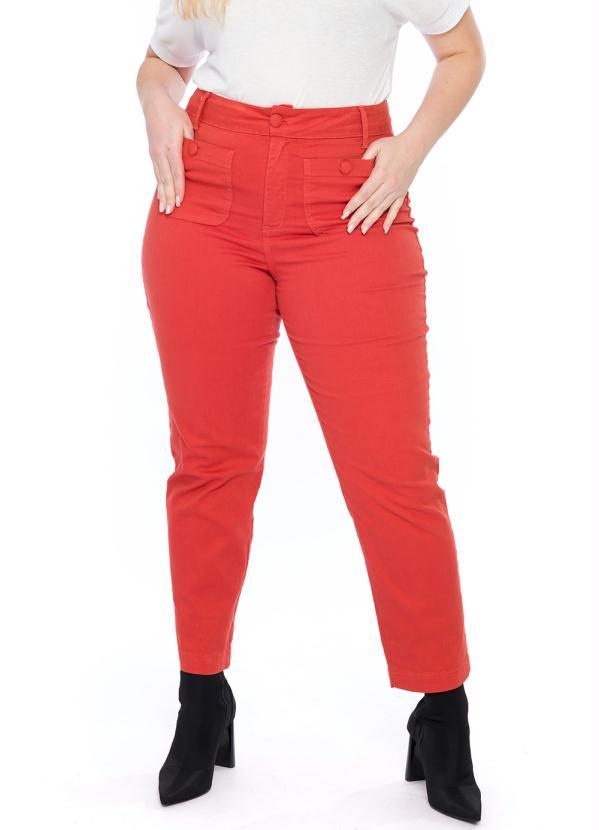 Lisamour - Calça em Sarja Bolsos Frontais Terracota