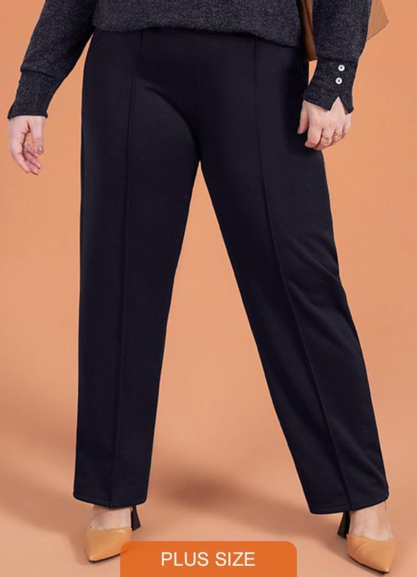 Cativa Plus Size - Calça Feminina em Moletom  com Recorte Preto