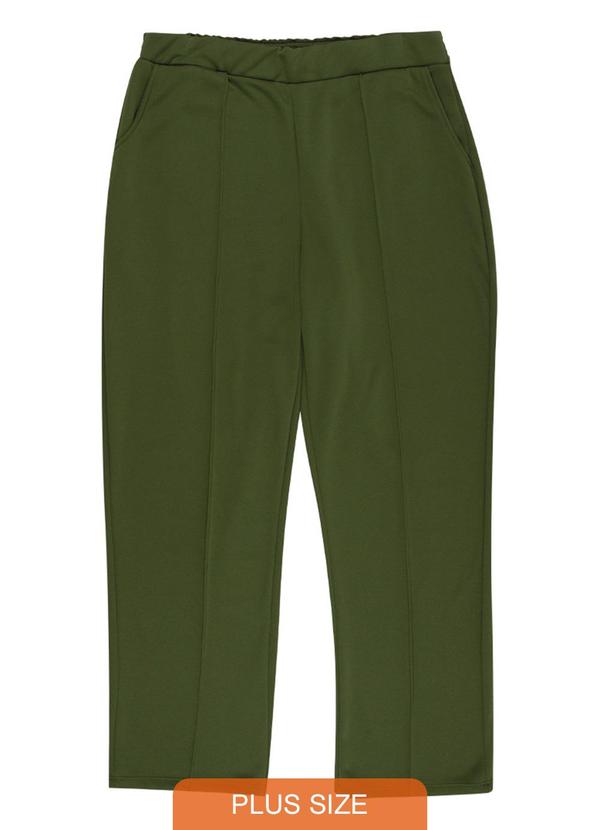 Cativa Plus Size - Calça Feminina em Moletom com Recorte Verde