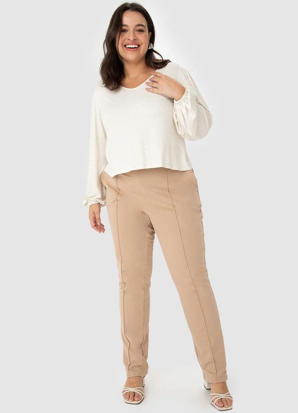 Malwee - Calça Feminina Jogger em Moletom Plus Bege 4