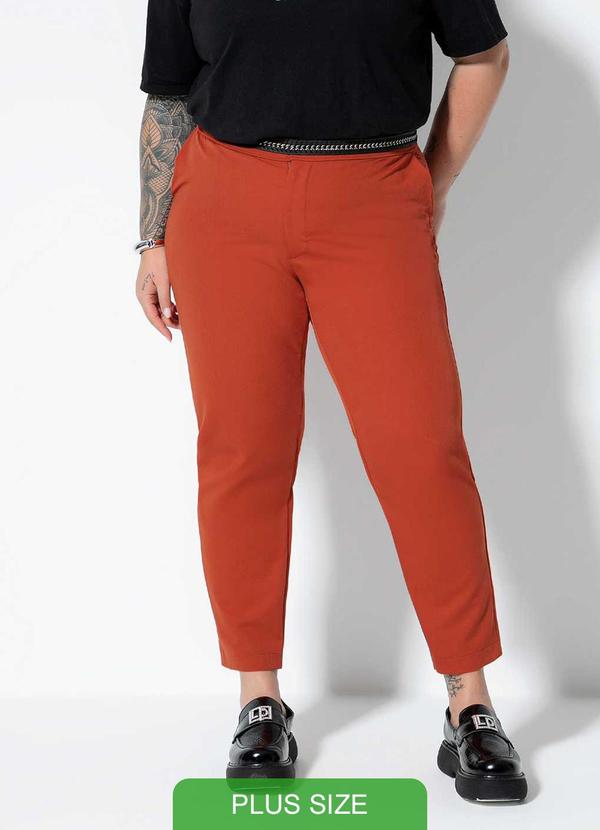 Cativa Plus Size - Calça Feminina Plus Size em Alfaiataria Laranja