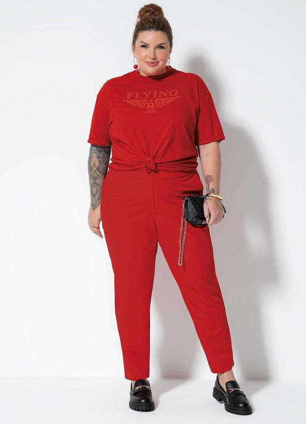 Cativa Plus Size - Calça Feminina Plus Size em Alfaiataria Vermelho 2