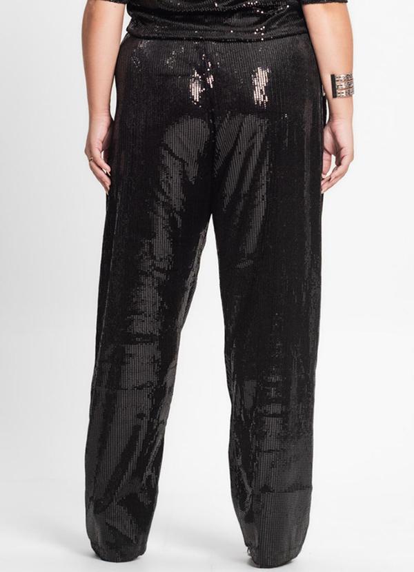 Secret Glam - Calça Feminina Plus Size em Paetê Preto 2
