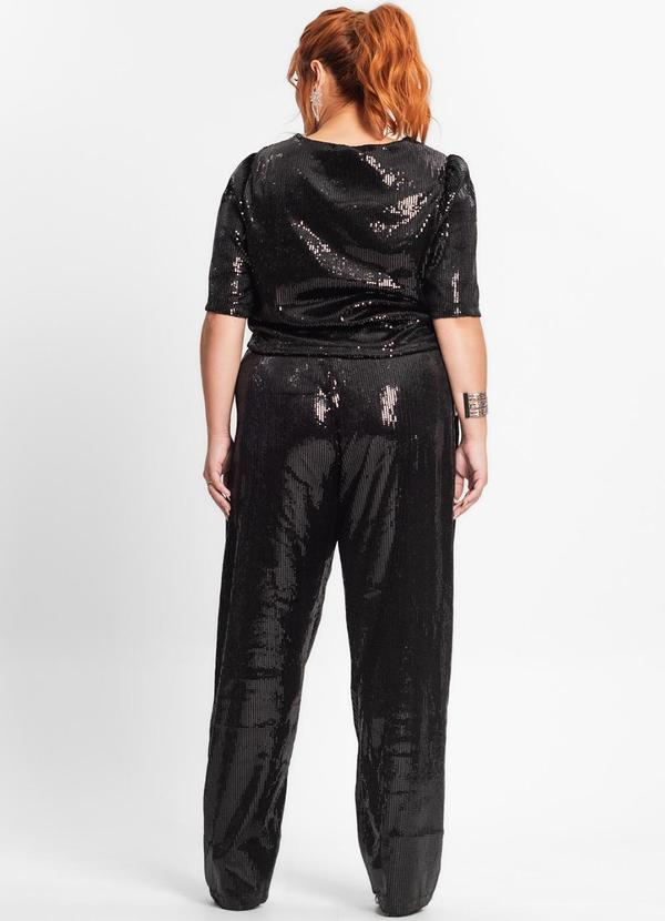 Secret Glam - Calça Feminina Plus Size em Paetê Preto 4