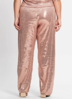 Secret Glam - Calça Feminina Plus Size em Paetê Rosa - SECRET GLAM