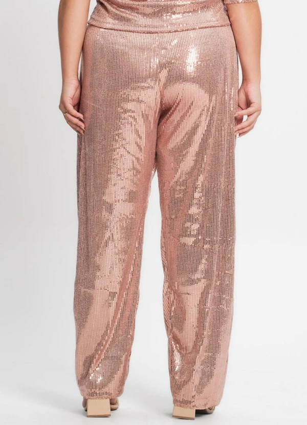 CALCA FEMININA PLUS SIZE EM PAETE ROSA - SECRET GLAM