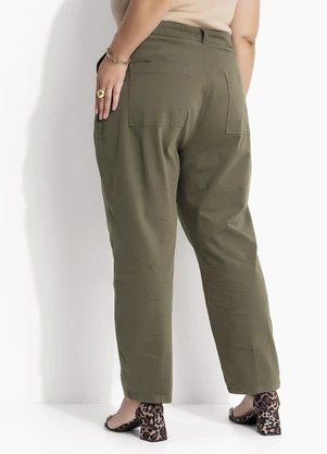 Marguerite - Calça Mom Verde em Sarja - MARGUERITE
