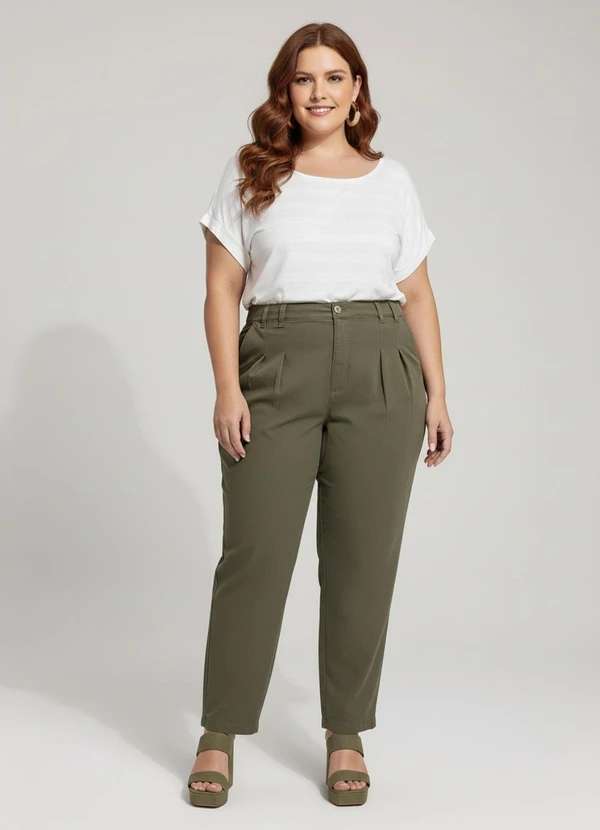 Marguerite - Calça Mom Verde em Sarja 3