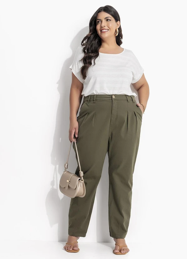 Marguerite - Calça Mom Verde em Sarja 6