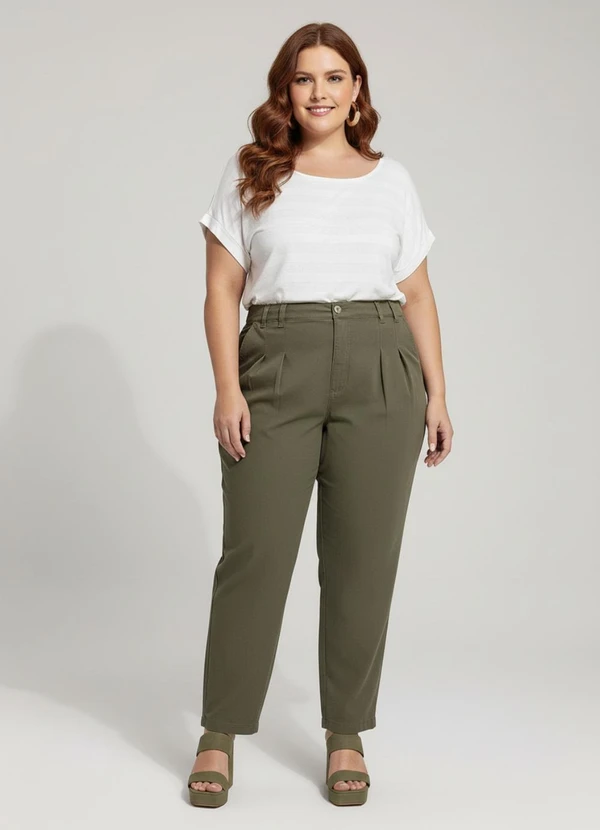 Marguerite - Calça Mom Verde em Sarja 10