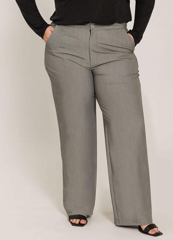 Lisamour - Calça Pantalona Alfaiatada Cinza