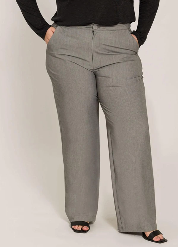 Lisamour - Calça Pantalona Alfaiatada Cinza